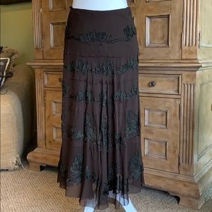 Brown Boho embroidered skirt.
